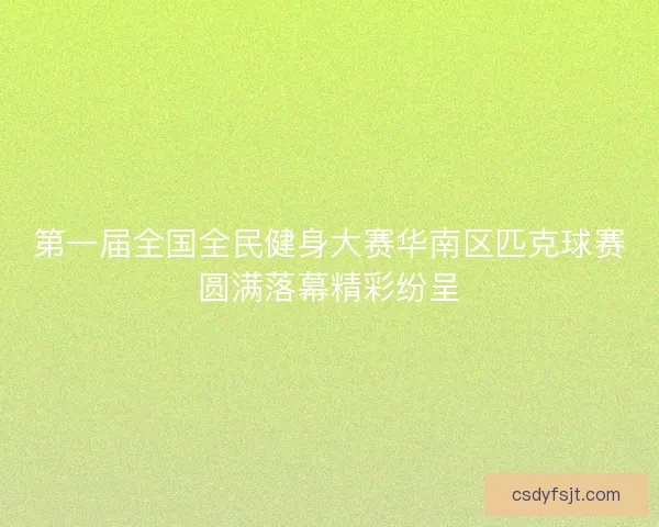 第一届全国全民健身大赛华南区匹克球赛圆满落幕精彩纷呈